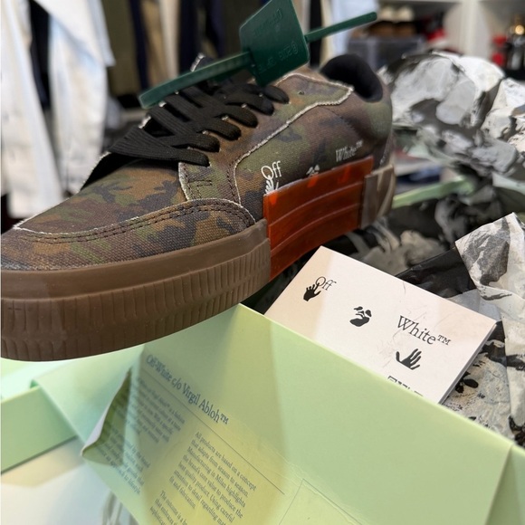 Off-White Vulcanized Military Black Camo Canvas Sneakers main image 12